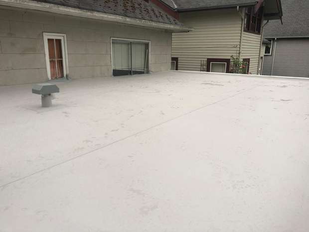 Finished flat roof membrane on a building in the Greater Eastside, WA